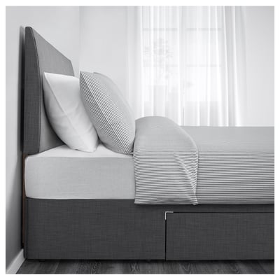 BALESTRAND Divan bed with 2 drawers, Skiftebo grey, Standard Double