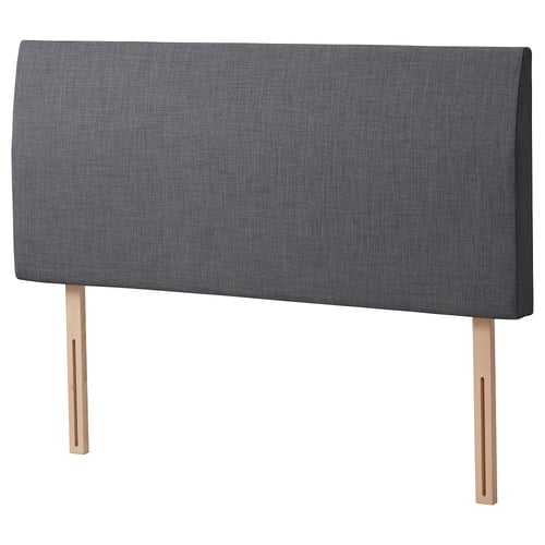 Ikea BALESTRAND grey headboard, rectangle, modern design, soft fabric, wooden legs.