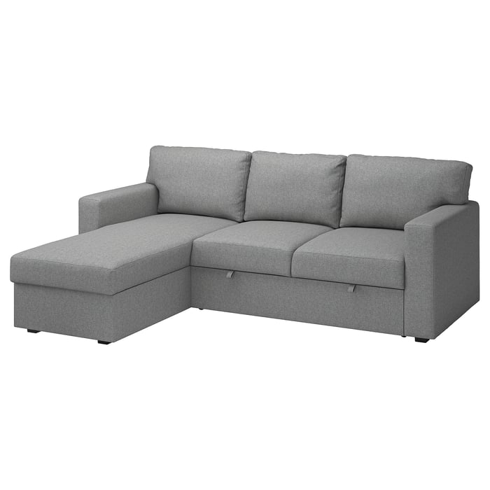 BÅRSLÖV 3 seater sofa bed with chaise longue, Tibbleby beige/grey IKEA
