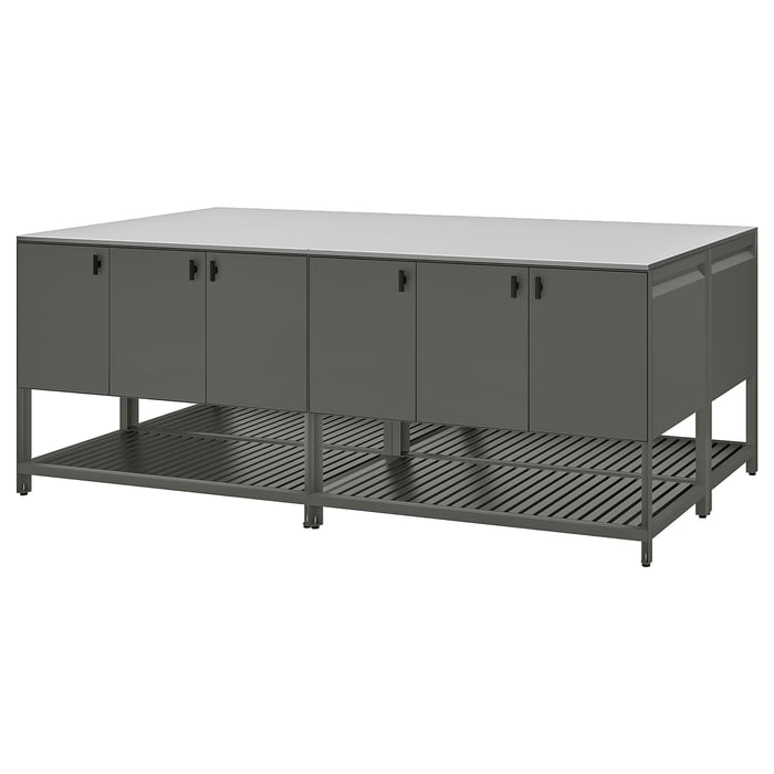 BÅTSKÄR outdoor kitchen island, outdoor/dark grey, 240x120 cm IKEA