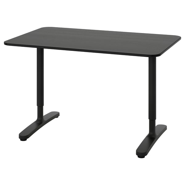BEKANT desk, black stained ash veneer/black, 120x80 cm IKEA