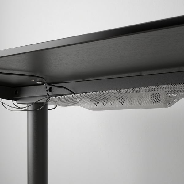 BEKANT black stained ash veneer, black, Desk sit/stand, 160x80 cm IKEA