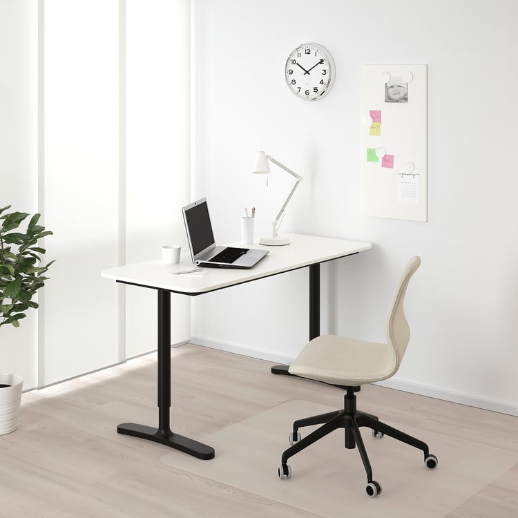 BEKANT desk, white/black, 140x60 cm IKEA