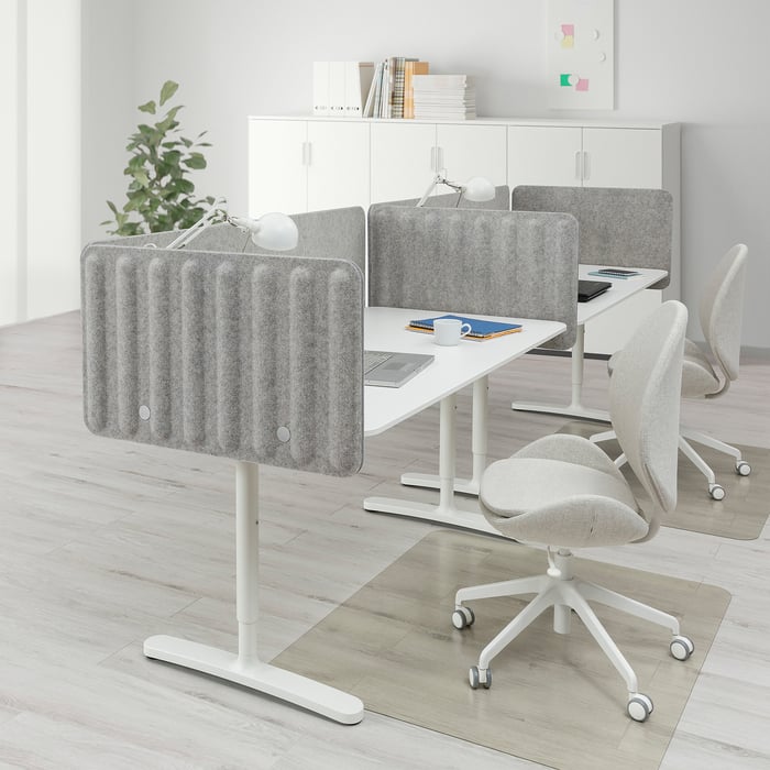 BEKANT desk with screen, white/grey, 320x8048 cm IKEA