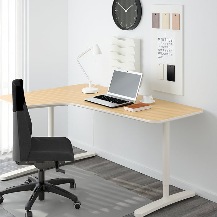 BEKANT underframe for corner table top, white, 160x110 cm IKEA