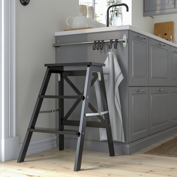 BEKVÄM Step stool, black, 63 cm