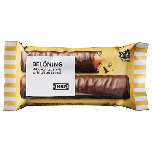BELÖNING Milk chocolate bar, oat and caramel UTZ certified, 40 g IKEA
