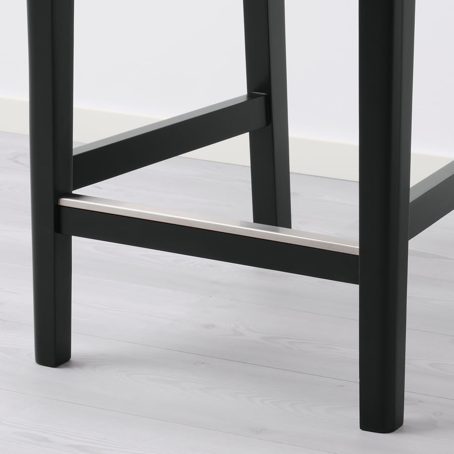 BERGMUND bar stool with backrest, black/Glose black, 62 cm IKEA