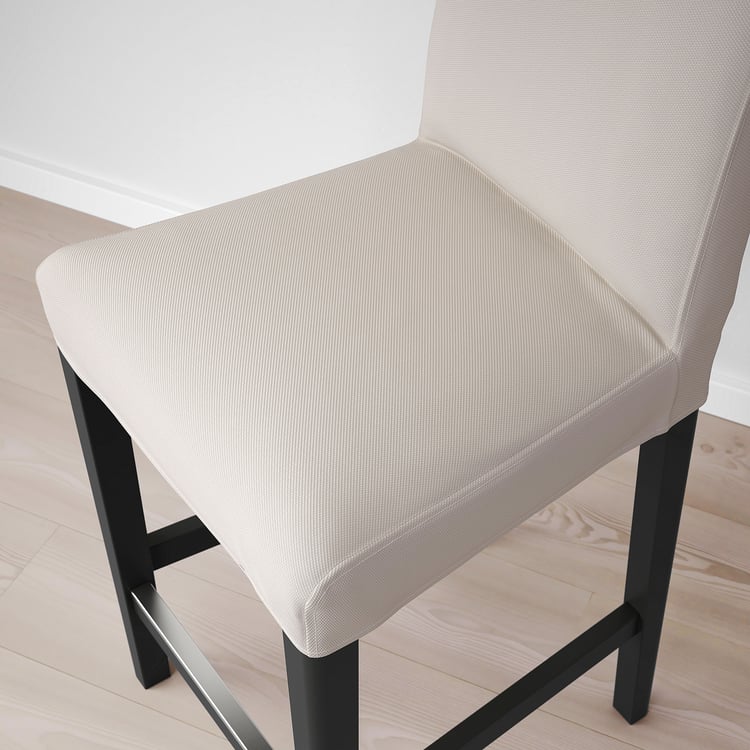 BERGMUND bar stool with backrest, black/Hallarp beige, 62 cm IKEA