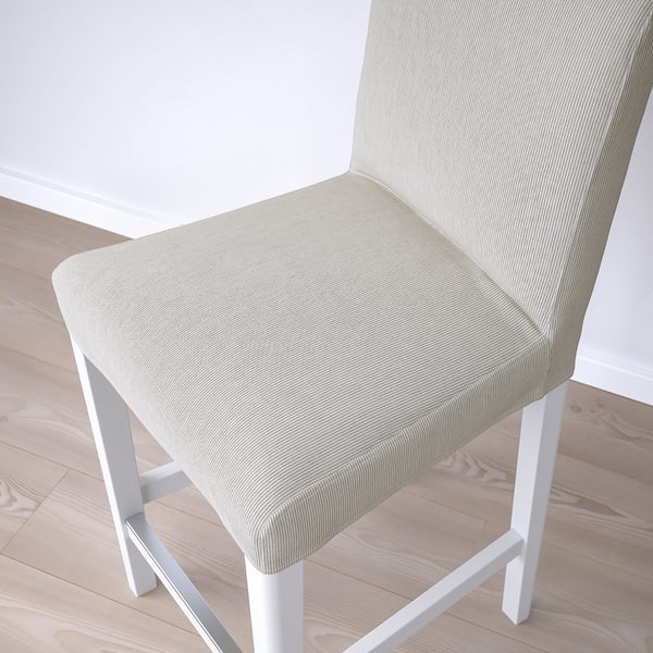BERGMUND bar stool with backrest, white/Kolboda beige/dark grey, 62 cm