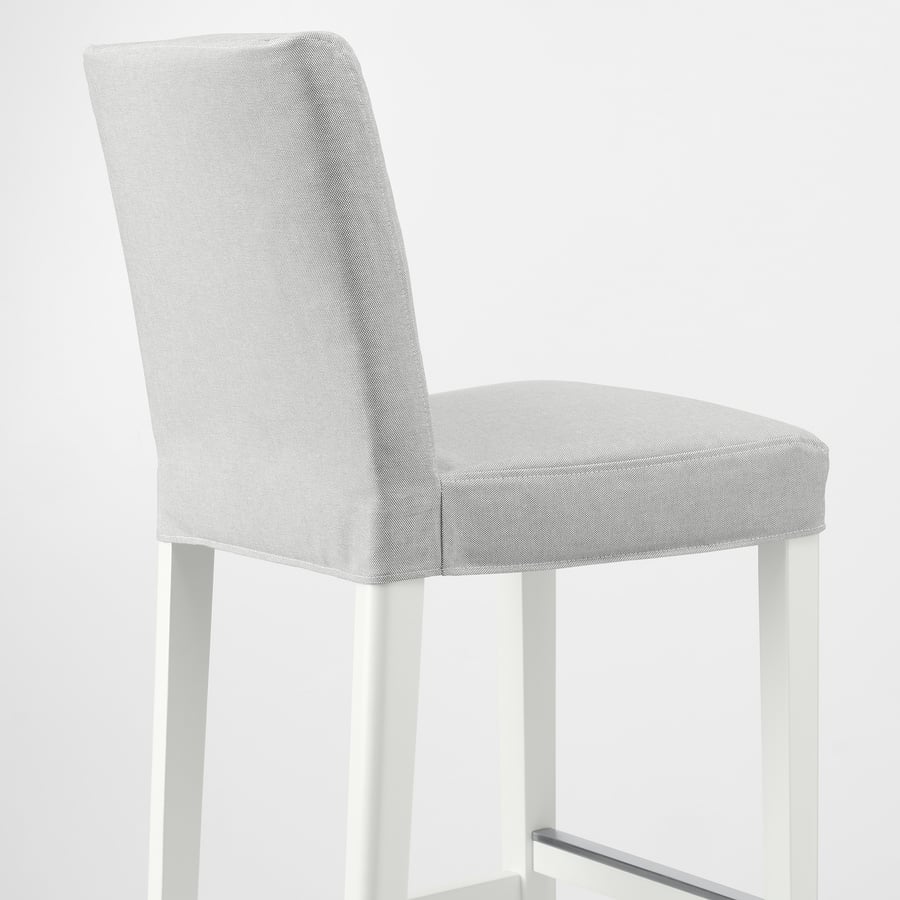 BERGMUND bar stool with backrest, white/Ramna light grey, 75 cm IKEA
