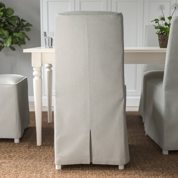 BERGMUND chair with long cover, white/Kolboda beige/dark grey IKEA