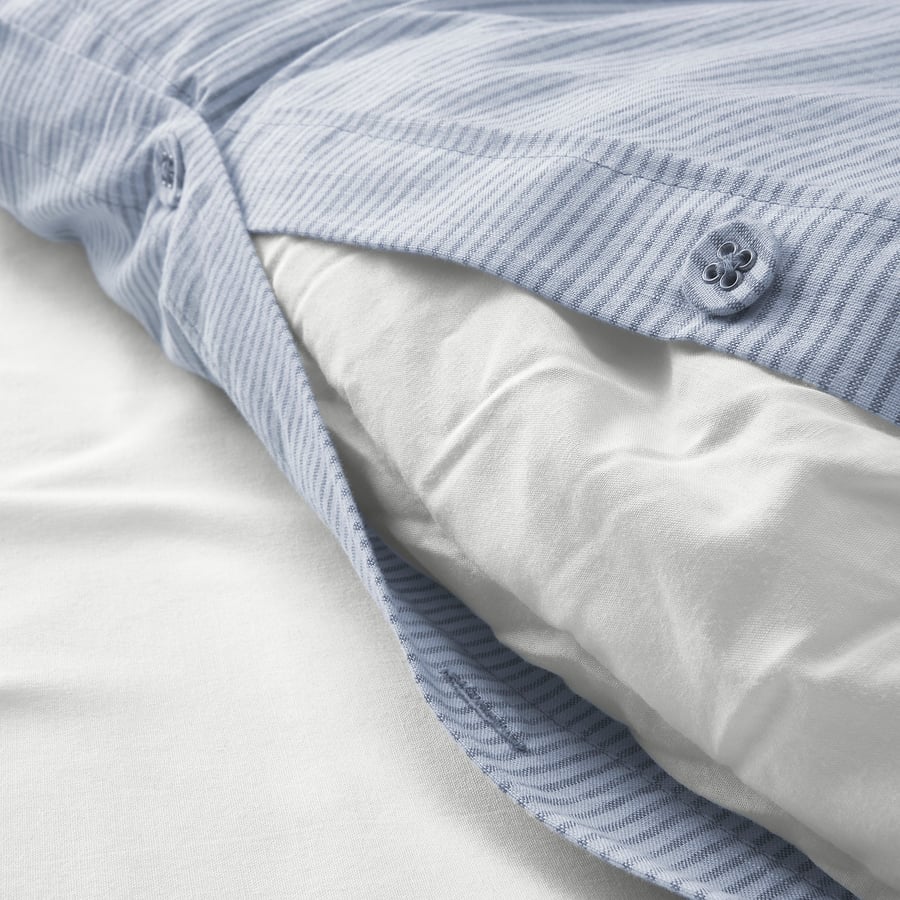 BERGPALM Blue Striped Duvet Cover and Pillowcase Set, 240x220/50x80 cm ...