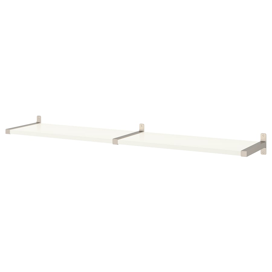 BERGSHULT / GRANHULT wall shelf, white/nickelplated, 160x30 cm IKEA