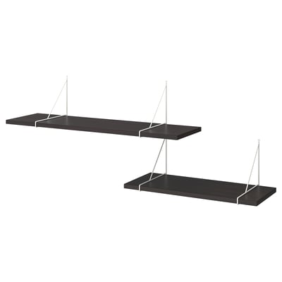 BERGSHULT / PERSHULT Wall shelf combination, brown-black/white, 120x30 cm