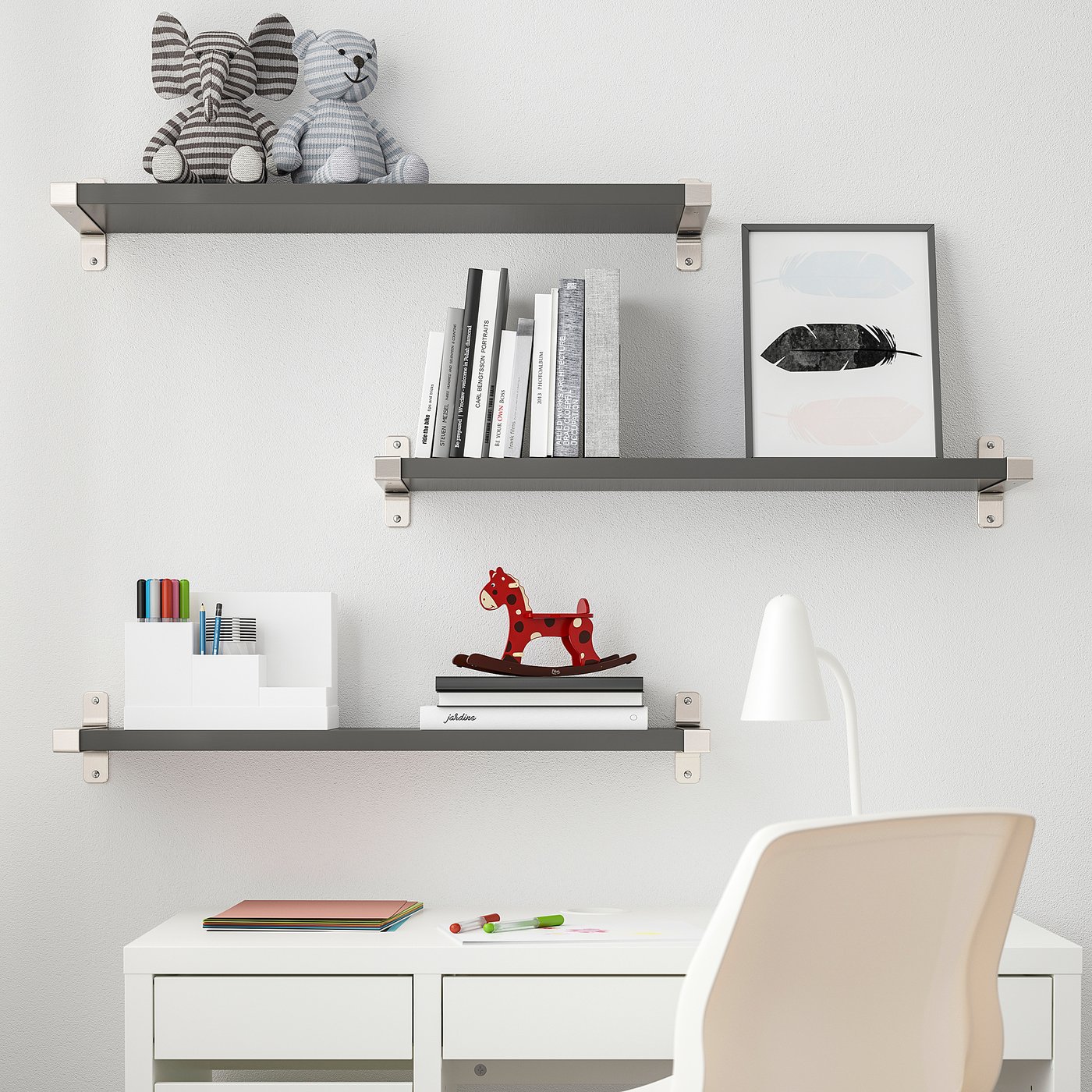 BERGSHULT dark grey, shelf, 80x20 cm IKEA