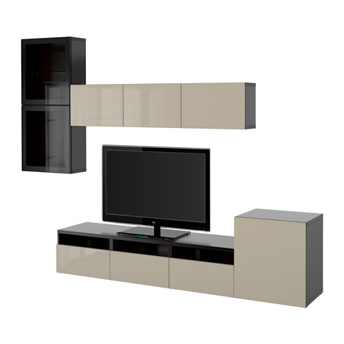 Besta Tv Storage Combination Glass Doors Black Brown Selsviken High