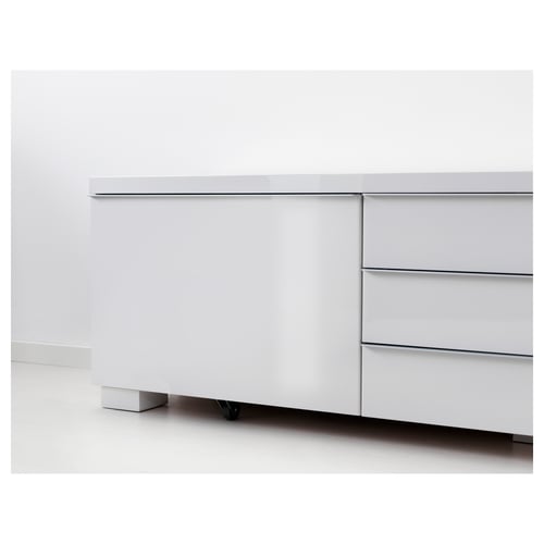 BESTÅ BURS TV bench, highgloss white, 180x41x49 cm IKEA