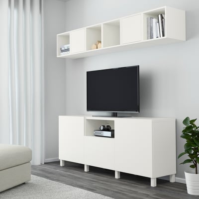 BESTÅ / EKET Cabinet combination for TV, white, 210x42x220 cm