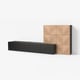 BESTÅ Media storage combination, black-brown Lappviken/Hedeviken oak, 300x42x114 cm