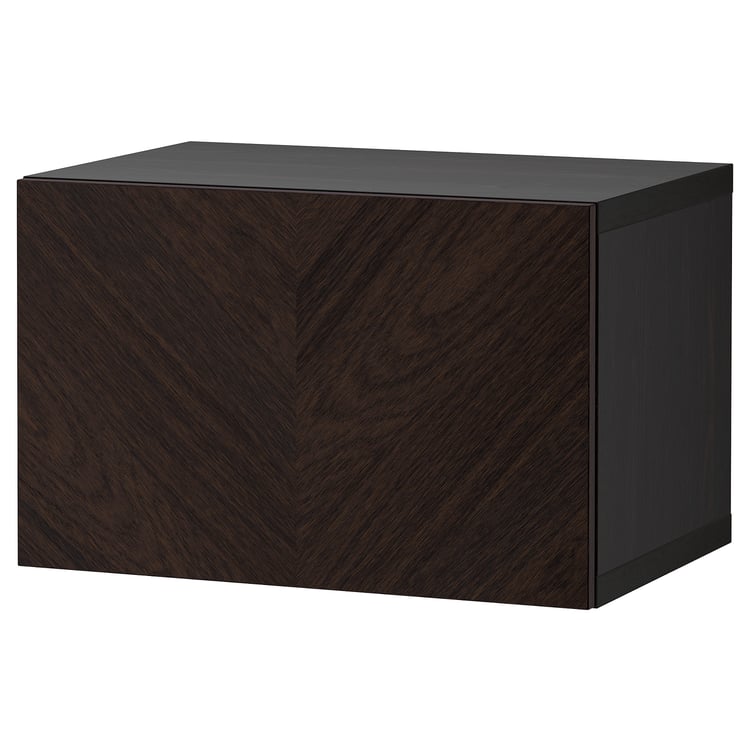BESTÅ shelf unit with door, blackbrown Hedeviken/dark brown stained
