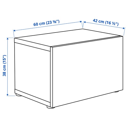 Illustration with measurements for the product: BESTÅ.