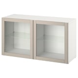 BESTÅ Shelf unit with doors, white/Sindvik light grey-beige, 120x42x64 cm