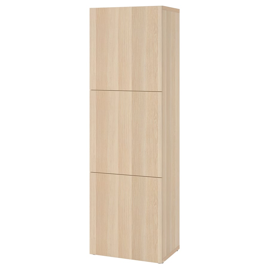 BESTÅ shelf unit with doors, white stained oak effect/Lappviken white