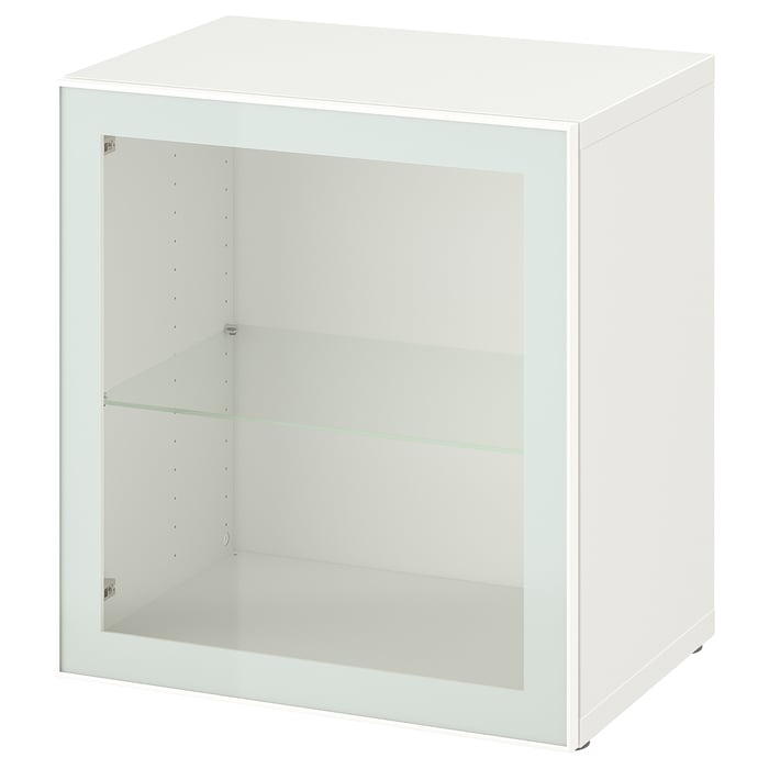 BESTÅ shelf unit with glass door, white Glassvik/white/light green