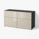 BESTÅ Storage combination w doors/drawers, black-brown/Selsviken high-gloss/beige, 120x42x65 cm
