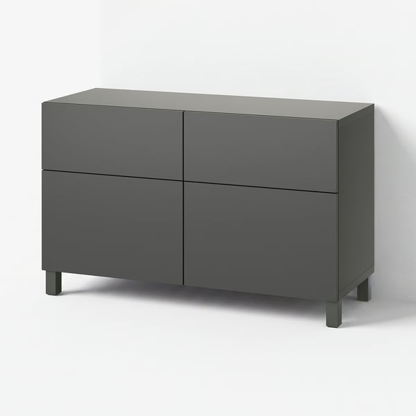 BESTÅ Storage combination w doors/drawers, dark grey/Lappviken/Stubbarp dark grey, 120x42x74 cm