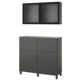 BESTÅ Storage combination w doors/drawers, dark grey Lappviken/Stubbarp/Fällsvik anthracite, 120x42x213 cm