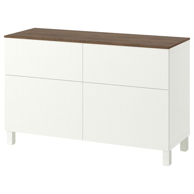 BESTÅ Storage combination w doors/drawers, white/Förvaltare white, 120x42x75 cm