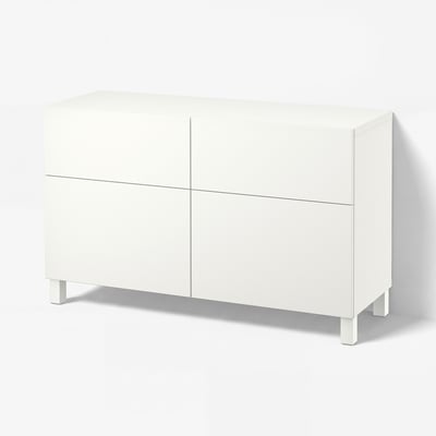 BESTÅ Storage combination w doors/drawers, white/Lappviken/Stubbarp white, 120x42x74 cm