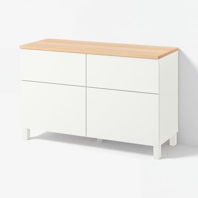 BESTÅ Storage combination w doors/drawers, white/Lappviken/Stubbarp white, 120x42x76 cm
