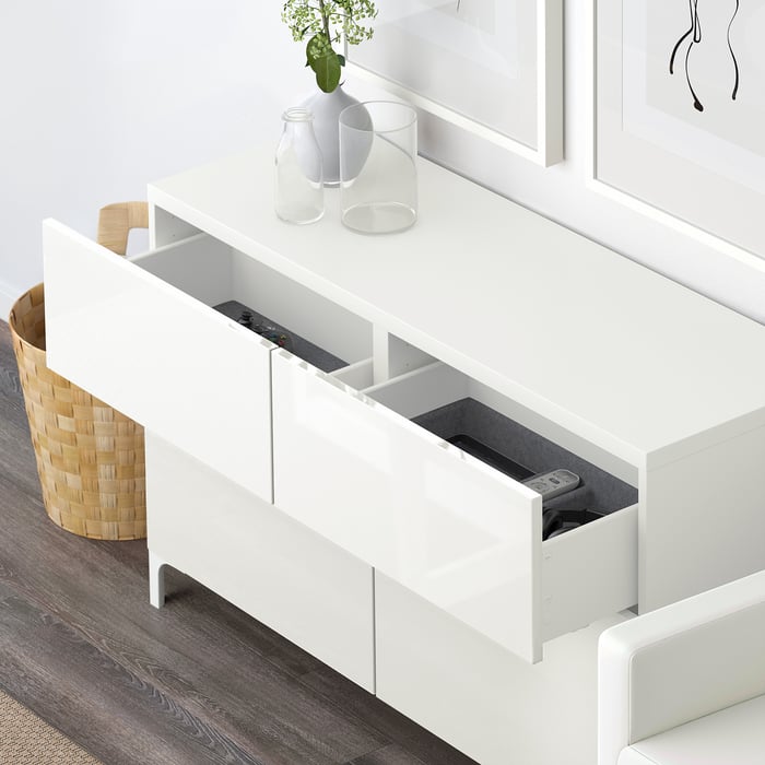 BESTÅ storage with doors/drawers, white/Selsviken highgloss