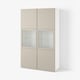 BESTÅ Storage combination w glass doors, white Lappviken/light grey-beige clear glass, 120x42x193 cm