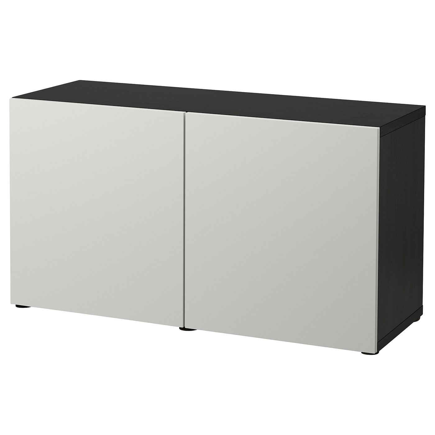 BESTÅ blackbrown, Lappviken light grey, Storage combination with doors