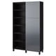 BESTÅ Storage combination with doors, black-brown/Riksviken brushed dark pewter effect, 120x42x202 cm