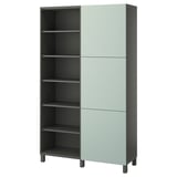 BESTÅ Storage combination with doors, dark grey/Hjortviken pale grey-green, 120x42x202 cm
