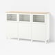 BESTÅ Storage combination with doors, Lappviken/Stubbarp/Sindvik white clear glass, 180x42x114 cm