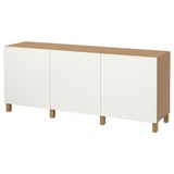 BESTÅ Storage combination with doors, oak effect/Lappviken white, 180x42x74 cm