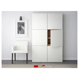 BESTÅ Storage combination with doors, oak effect/Laxviken white, 120x42x193 cm