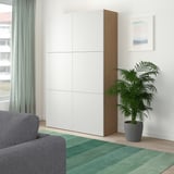 BESTÅ Storage combination with doors, oak effect/Laxviken white, 120x42x193 cm