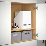 BESTÅ Storage combination with doors, oak effect/Laxviken white, 120x42x193 cm