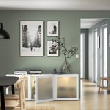 BESTÅ Storage combination with doors, white Glassvik/white/light green clear glass, 180x42x65 cm