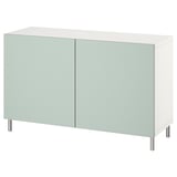 BESTÅ Storage combination with doors, white/Hjortviken/Ösarp pale grey-green, 120x42x74 cm