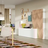BESTÅ Storage combination with doors, white Lappviken/Hedeviken oak, 300x42x193 cm