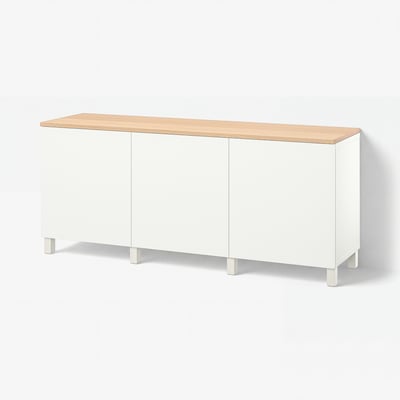 BESTÅ Storage combination with doors, white/Lappviken/Stubbarp white, 180x42x76 cm