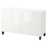 BESTÅ Storage combination with doors, white/Selsviken/Stubbarp dark grey, 120x40x74 cm